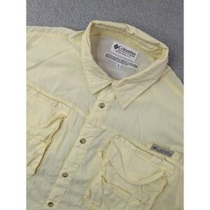 Columbia PFG Performance Fishing Gear Short Sleeve Shirt Men's L Yellow Vented